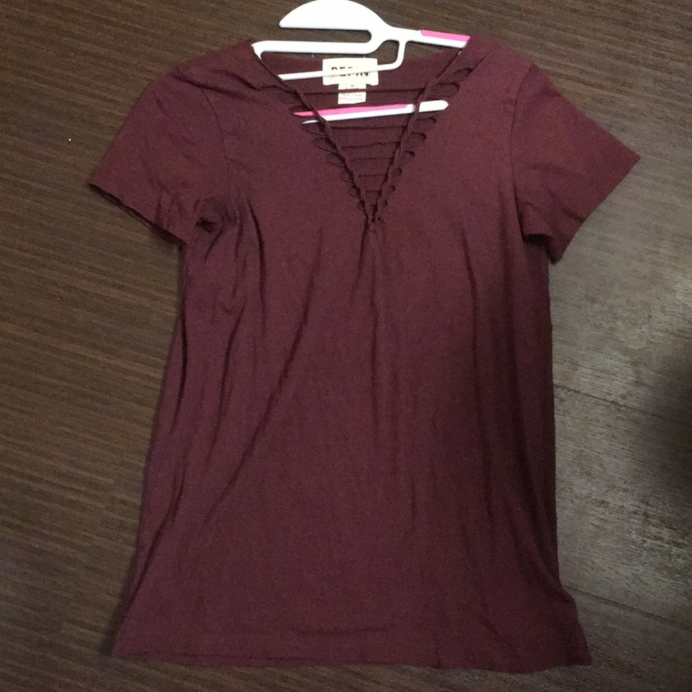 Maroon ripped tee